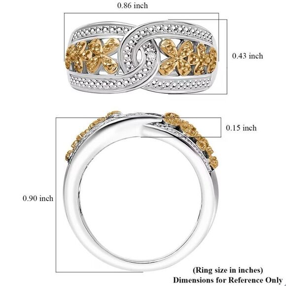 White Diamond Accent Link Ring in 18K YG and Platinum Size 7 New - Picture 6 of 6